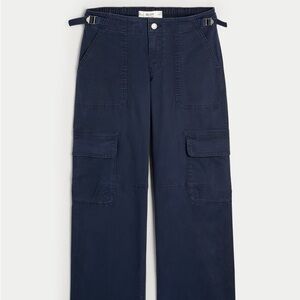 Hollister Dark Navy Cargo Wide-Leg Trousers